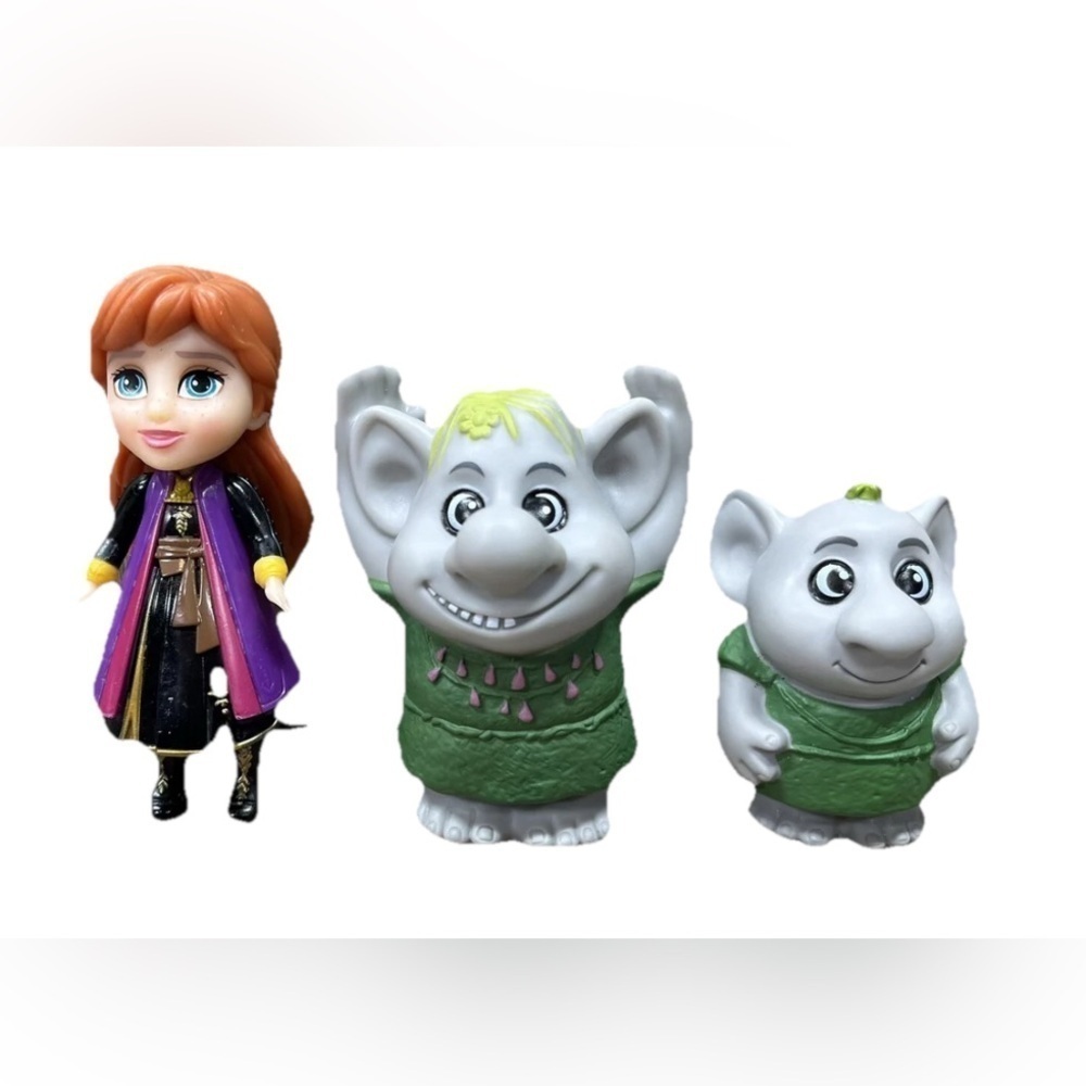 Lot of 3 Disney Frozen Anna & Surprise Stone Troll Father Son Figures Small